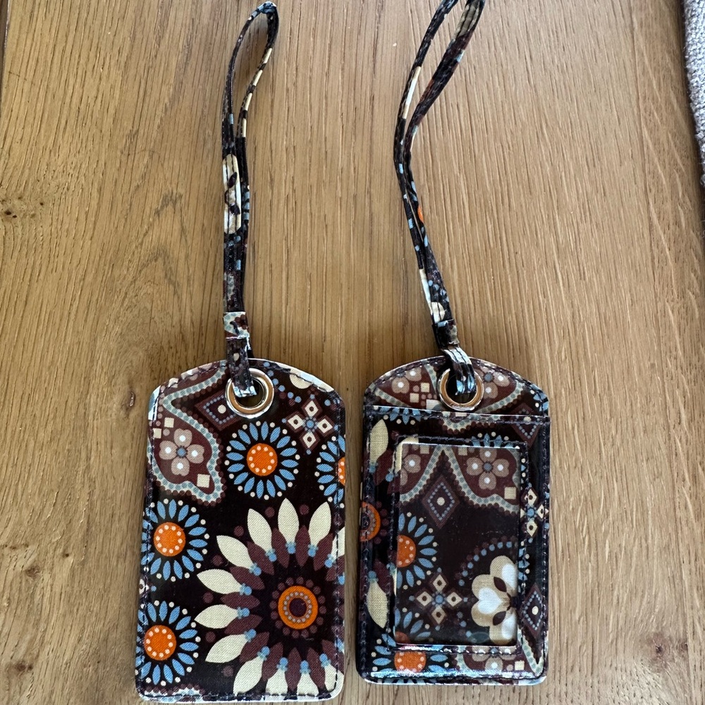 Vera Bradley luggage tags.